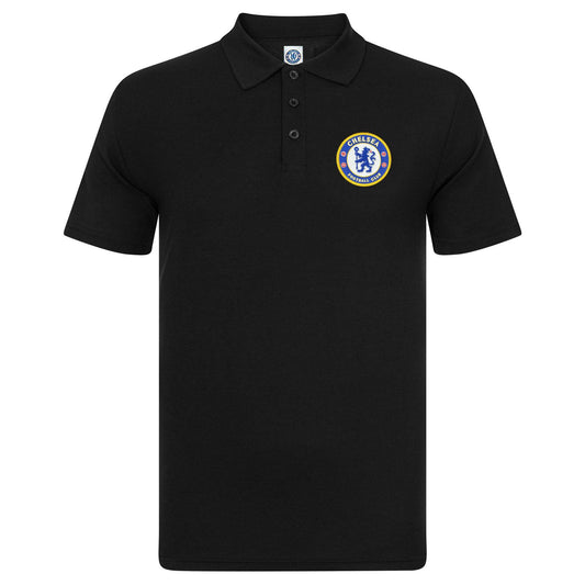 Black - Front - Chelsea FC Mens Crest Polo Shirt