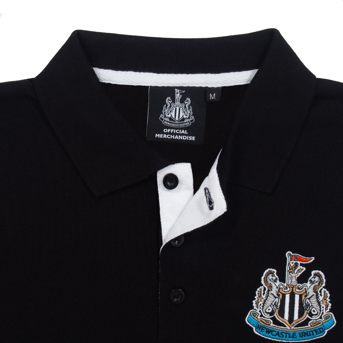 Black - Close up - Newcastle United FC Mens Contrast Polo Shirt