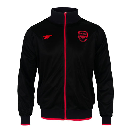 Black - Front - Arsenal FC Mens Crest Embroidered Track Jacket