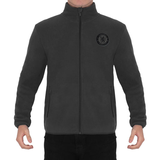 Grey - Front - Chelsea FC Mens Crest Fleece Jacket