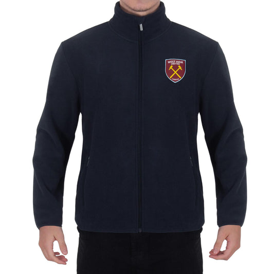 Navy - Front - West Ham United FC Mens Crest Fleece Jacket