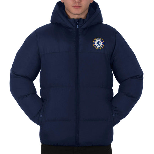 Navy - Front - Chelsea FC Mens Crest Quilted Jacket