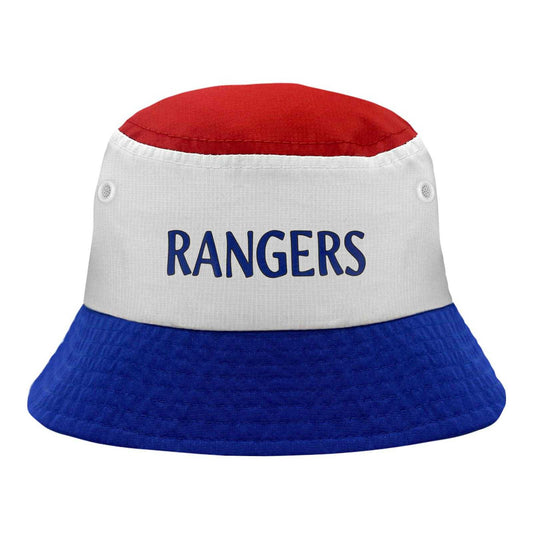 Red-White-Royal Blue - Front - Fan Originals Rangers Text Bucket Hat
