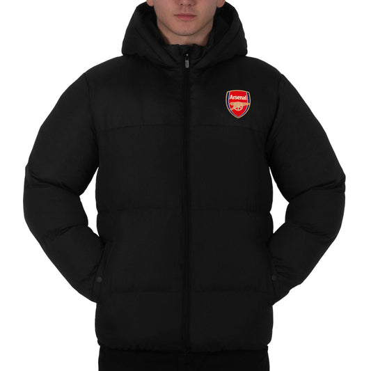 Black - Front - Arsenal FC Mens Crest Quilted Jacket