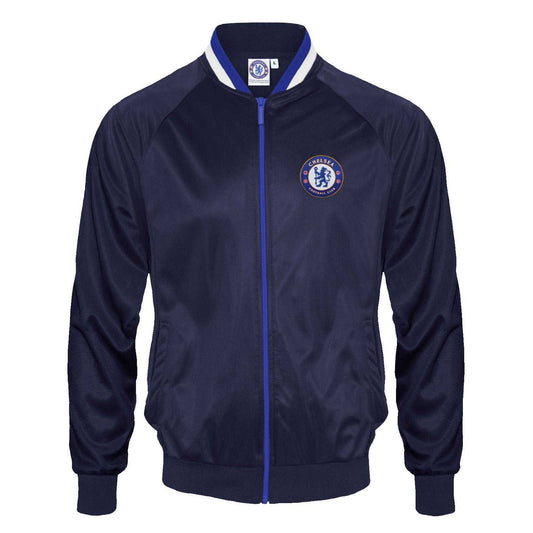 Navy - Front - Chelsea FC Mens Crest Bomber Jacket