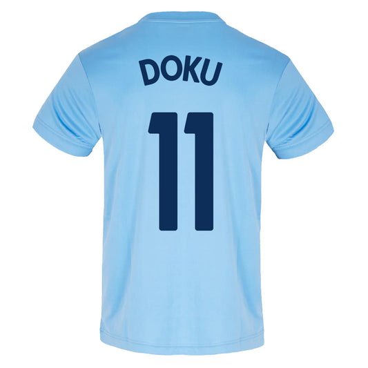 Sky Blue - Front - Manchester City FC Mens Doku 11 Polyester T-Shirt