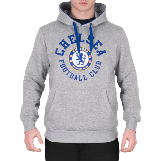 Grey - Front - Chelsea FC Mens Fleece Hoodie