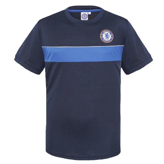 Navy - Front - Chelsea FC Boys Polyester T-Shirt