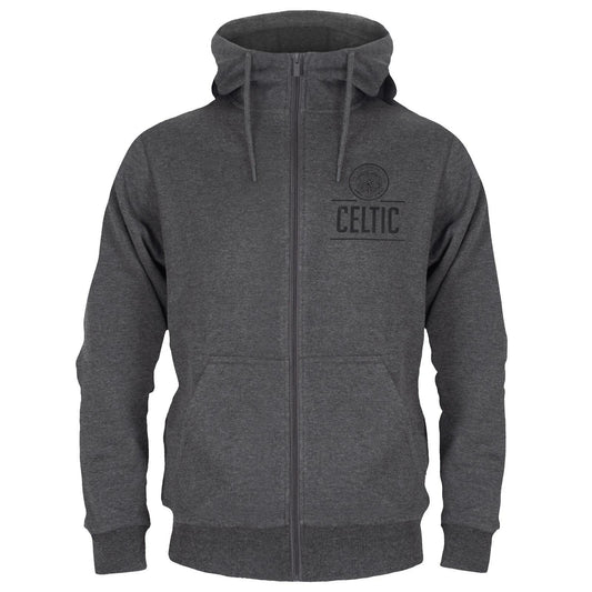 Grey - Front - Celtic FC Mens Fleece Full Zip Hoodie