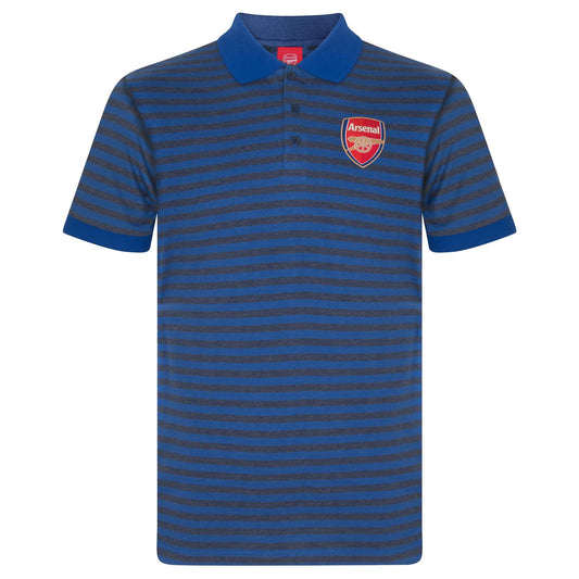 Blue - Front - Arsenal FC Mens Contrast Striped Polo Shirt