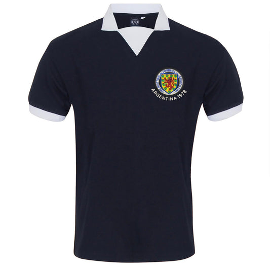 Navy Blue - Front - Scottish FA Mens 1978 Retro Collared T-Shirt