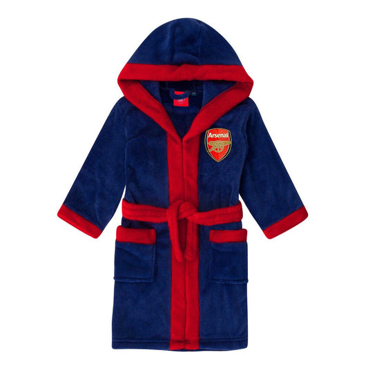 Blue - Front - Arsenal FC Boys Crest Fleece Dressing Gown