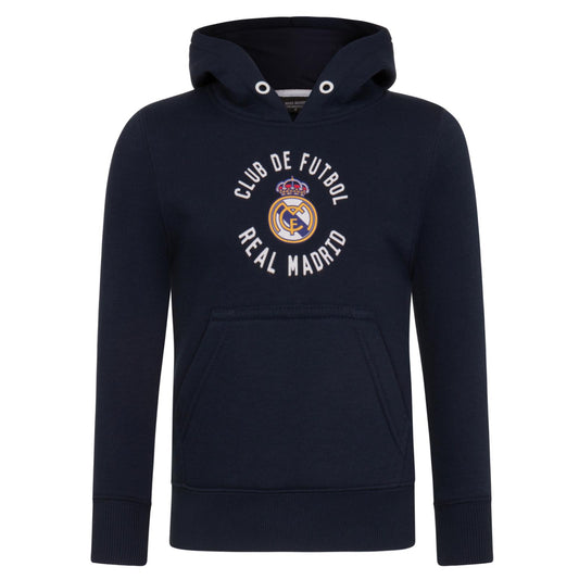 Navy Blue - Front - Real Madrid CF Boys Fleece Hoodie
