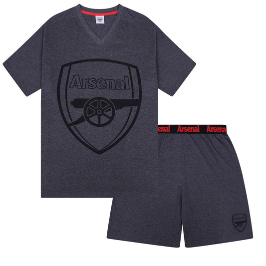 Grey - Front - Arsenal FC Mens Short Pyjama Set