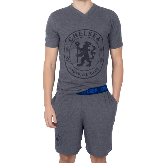 Grey - Front - Chelsea FC Mens Short Pyjama Set