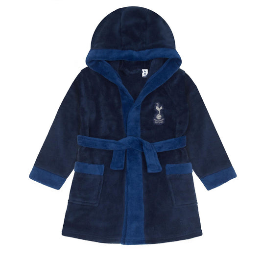 Navy Blue - Front - Tottenham Hotspur FC Baby Crest Fleece Dressing Gown