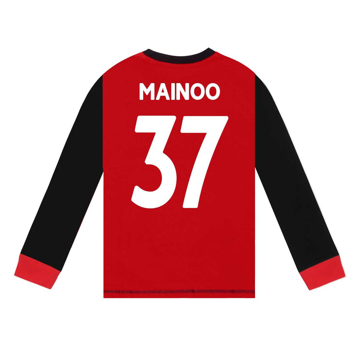 Red-Black - Side - Manchester United FC Boys Kobbie Mainoo 37 Long Pyjama Set