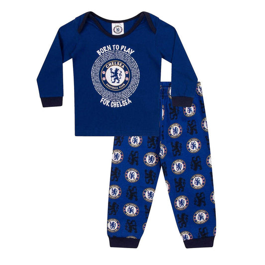 Blue - Front - Chelsea FC Baby Boys Born To Play Long Pyjama Set