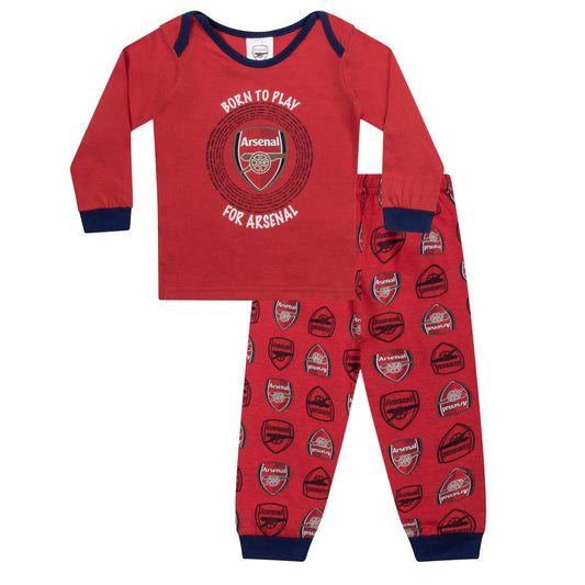 Red - Front - Arsenal FC Baby Boys Born To Play Long Pyjama Set