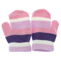 Pink-Purple - Front - Childrens-Kids Striped Winter Magic Mittens
