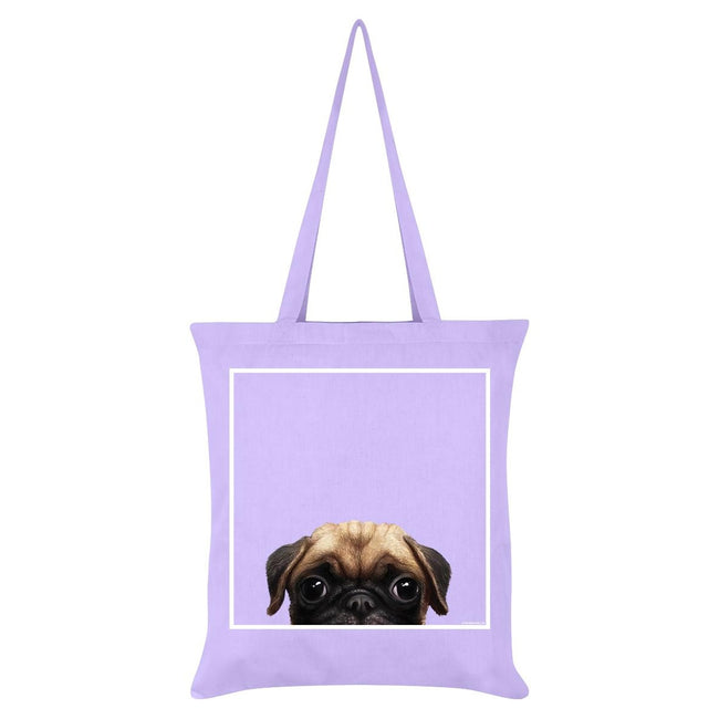 Lilac - Front - Inquisitive Creatures Pug Tote Bag