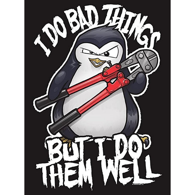 Black - Side - Psycho Penguin Mens I Do Bad Things Premium T-Shirt
