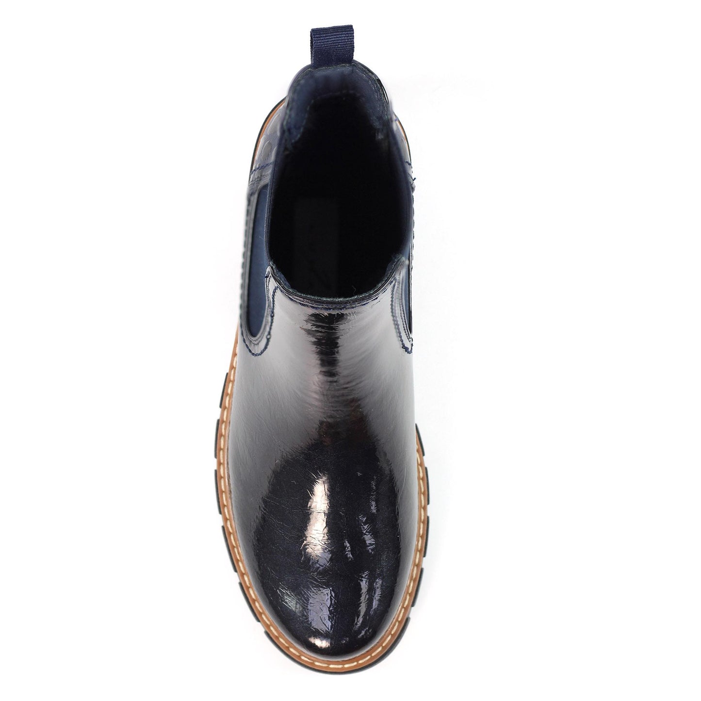 Blue - Pack Shot - Lunar Womens-Ladies Peace Patent Ankle Boots