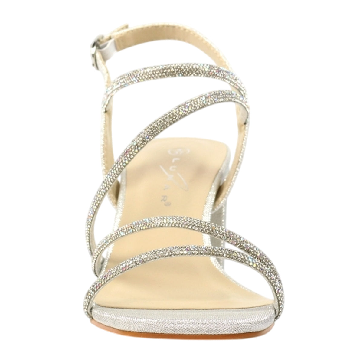 Silver - Pack Shot - Lunar Womens-Ladies Toulouse Block Heel Sandals