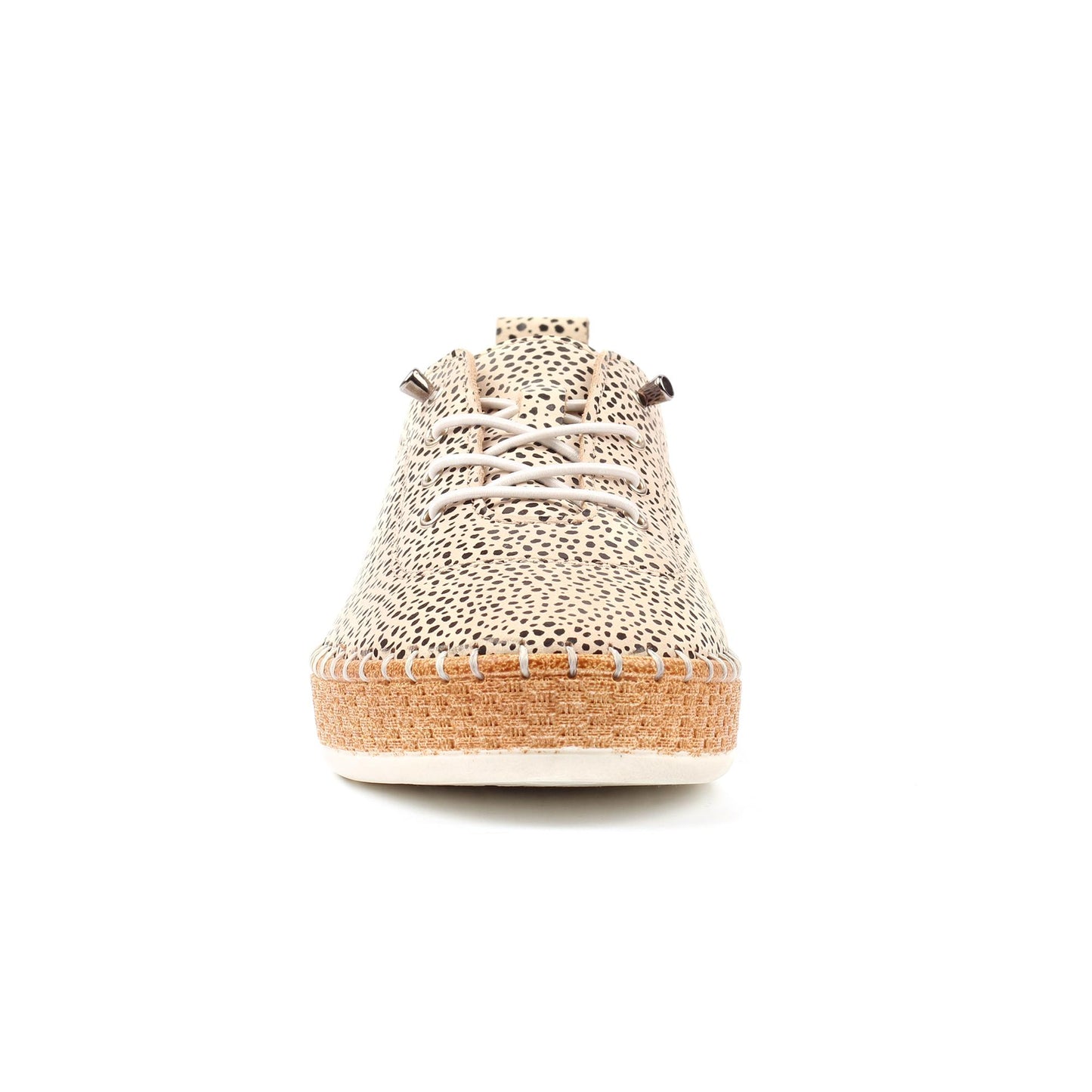 Tan-Light Pink-Black - Side - Lunar Womens-Ladies Animal Print Leather Plimsolls