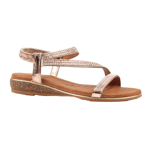 Rose - Front - Lunar Womens-Ladies Jazmine Wide Wide Sandals