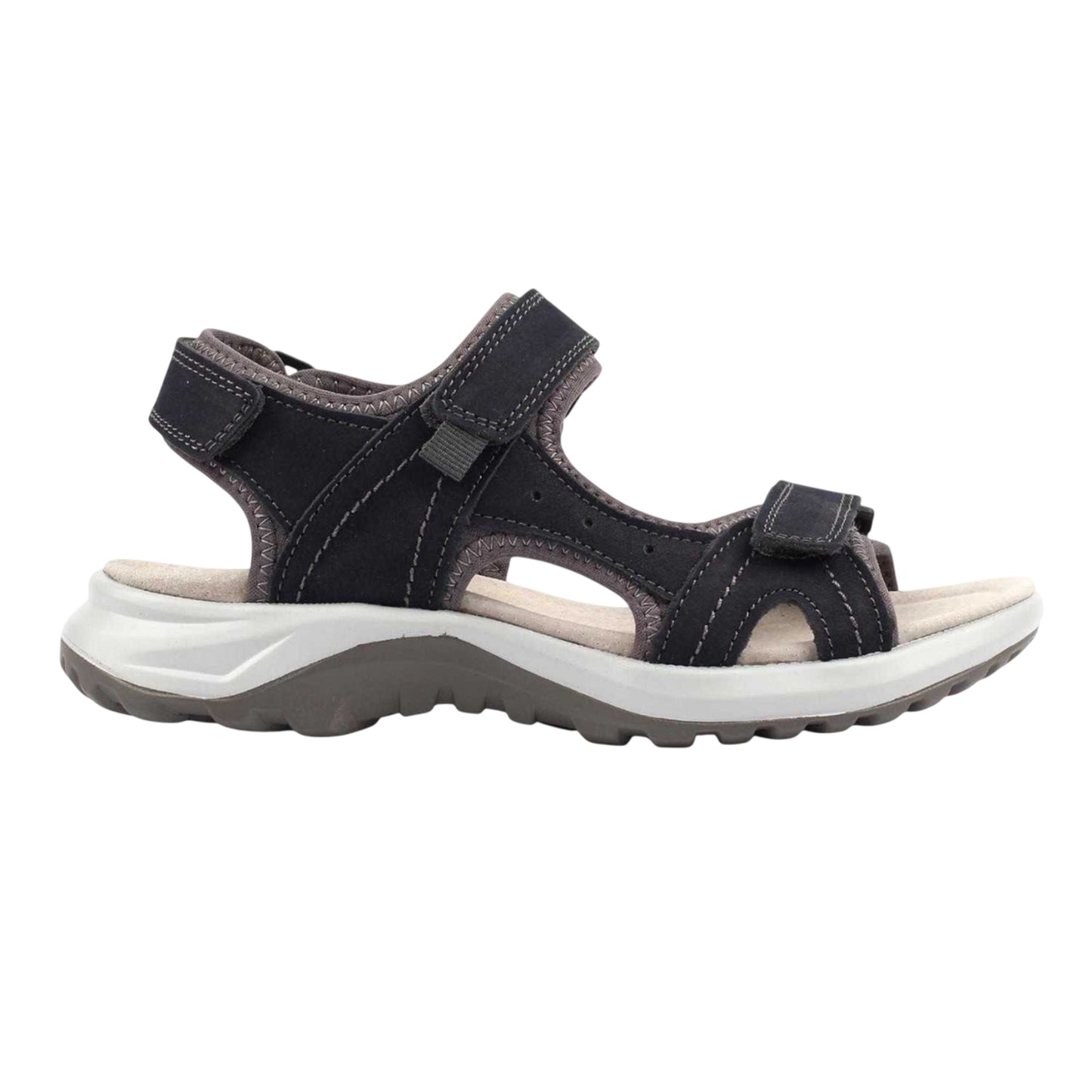 Navy - Side - Lazy Dogz Womens-Ladies LD Riviera Leather Sandals
