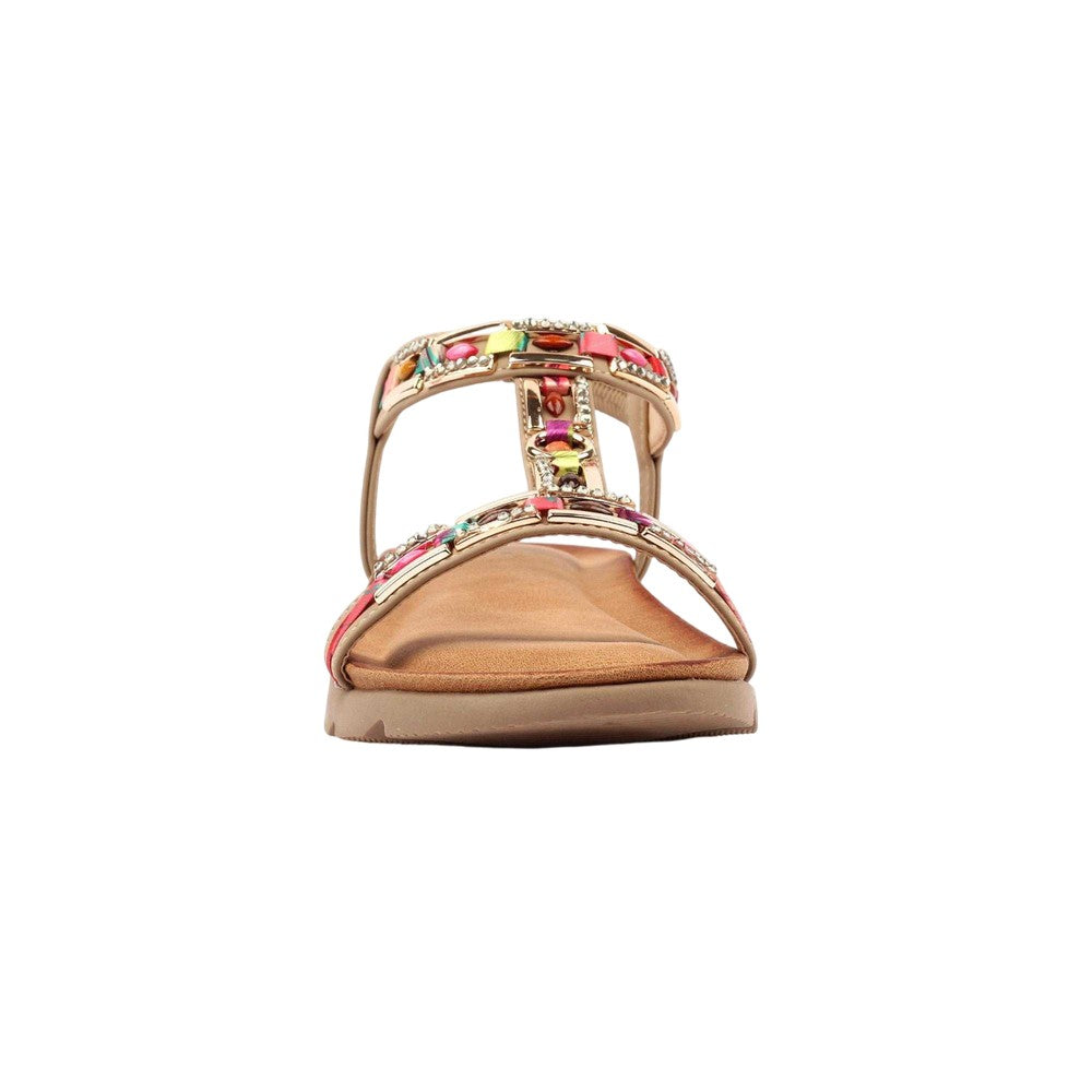 Beige - Side - Lunar Womens-Ladies Drift Sandals