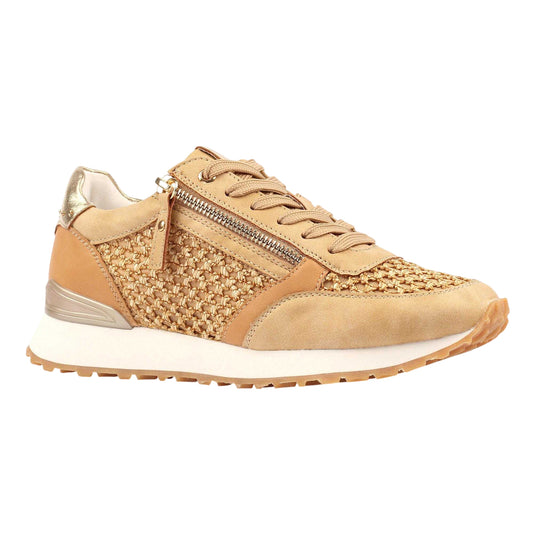 Camel - Front - Lunar Womens-Ladies Lara Trainers