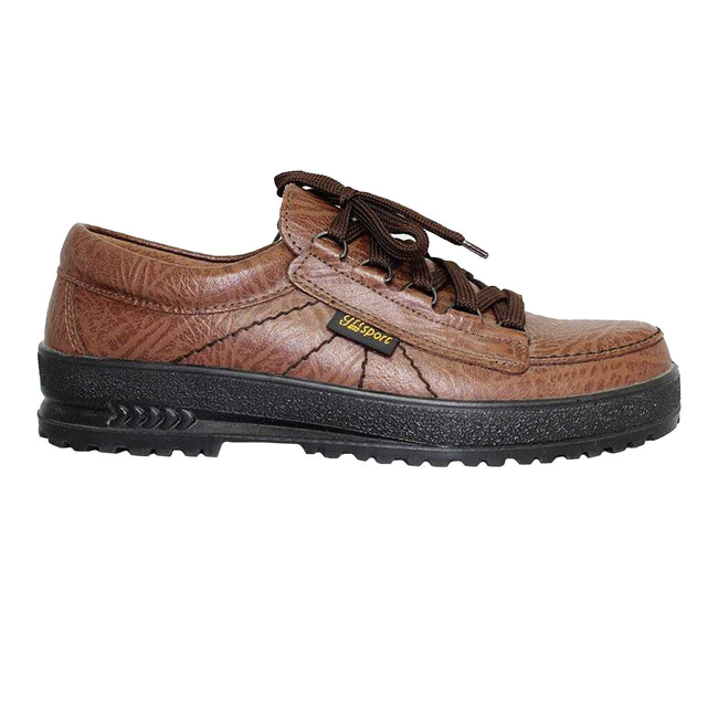 Brown - Back - Grisport Childrens-Kids Modena Leather Walking Shoes