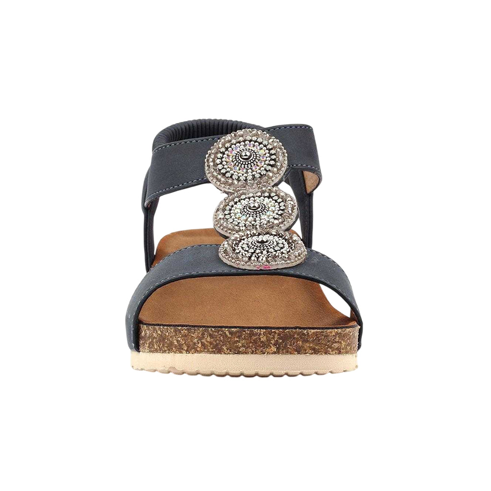 Navy - Side - Lunar Womens-Ladies Cassidy Sandals