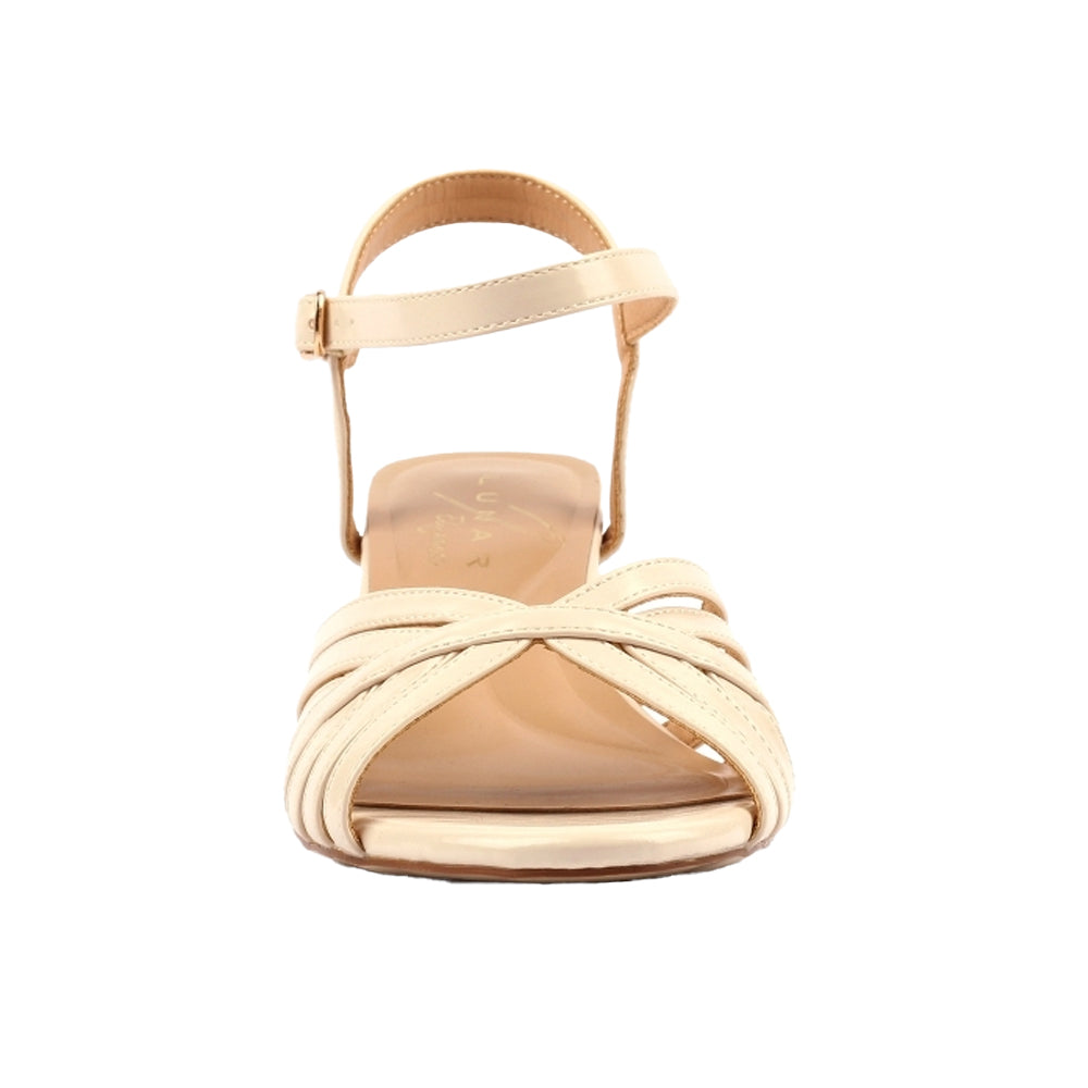 Beige - Pack Shot - Lunar Womens-Ladies Jaylen Block Heel Sandals