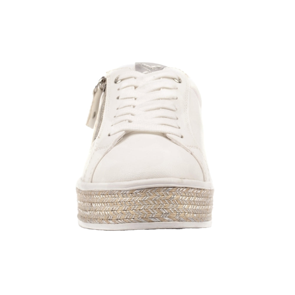 White - Pack Shot - Lunar Womens-Ladies Hallie Faux Leather Trainers