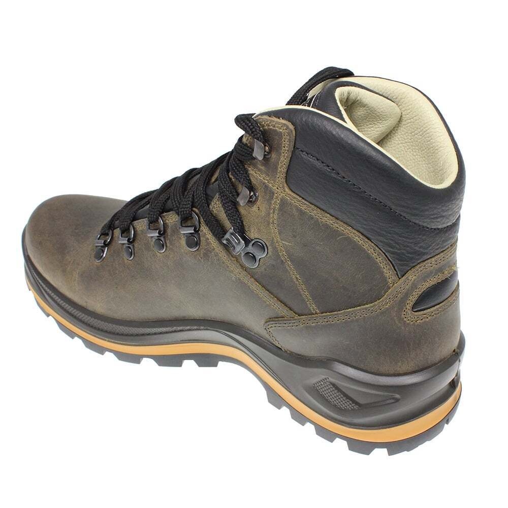 Tan - Close up - Grisport Mens Aztec Waxy Leather Wide Walking Boots
