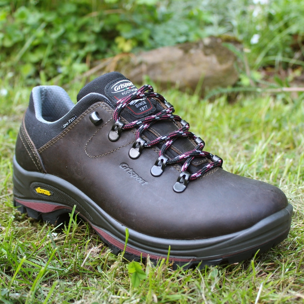 Brown-Black - Close up - Grisport Childrens-Kids Dartmoor GTX Waxy Leather Walking Shoes