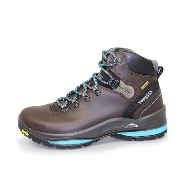 Brown-Black - Side - Grisport Womens-Ladies Glide Waxy Leather Walking Boots