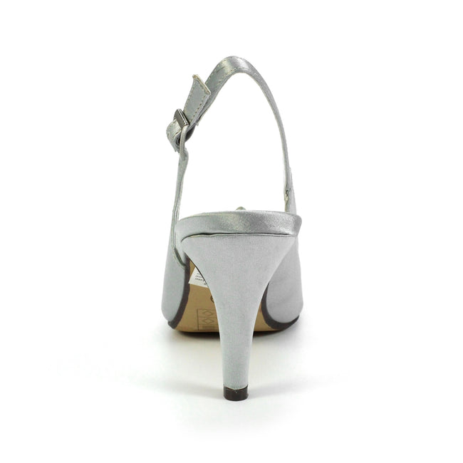 Grey - Back - Lunar Womens-Ladies Sabrina Corsage Court Shoes