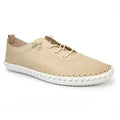 Beige-White - Front - Lunar Womens-Ladies St Ives Leather Plimsolls