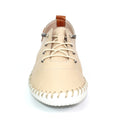 Beige - Close up - Lunar Womens-Ladies St Ives Leather Plimsolls