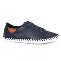 Navy - Side - Lunar Womens-Ladies St Ives Leather Plimsolls