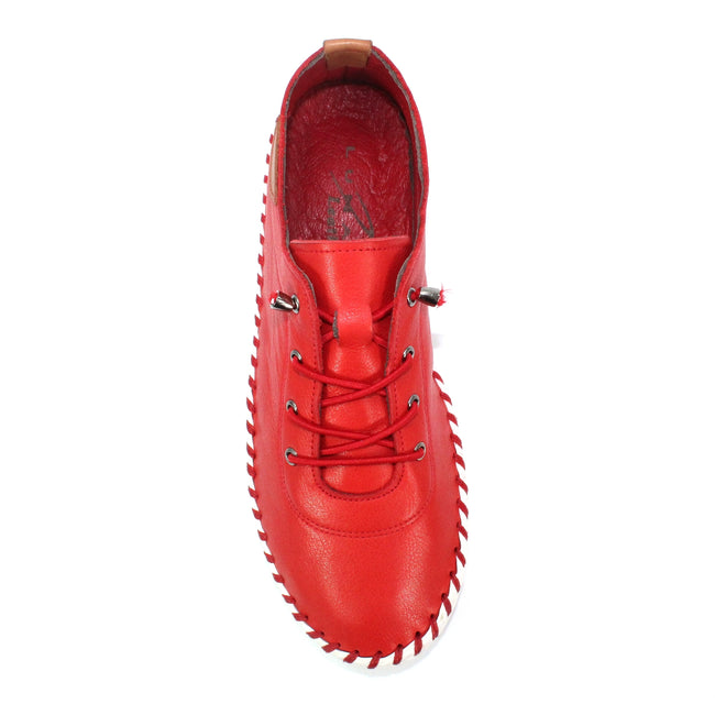 Red - Lifestyle - Lunar Womens-Ladies St Ives Leather Plimsolls