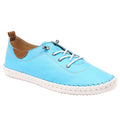 Turquoise-White - Front - Lunar Womens-Ladies St Ives Leather Plimsolls