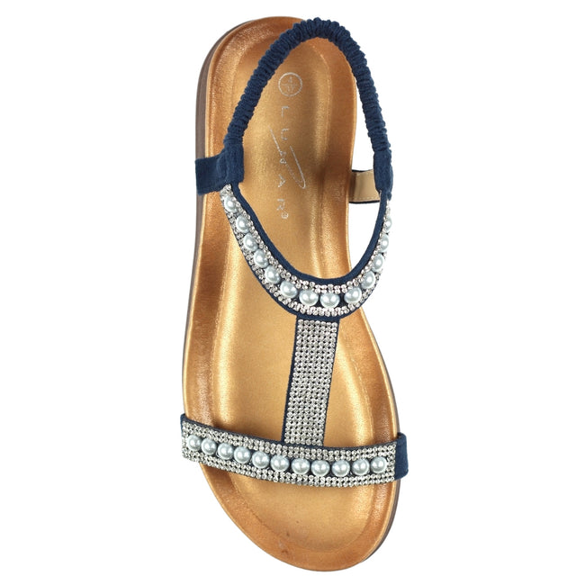 Blue - Lifestyle - Lunar Womens-Ladies Tancy Pearl Sandals