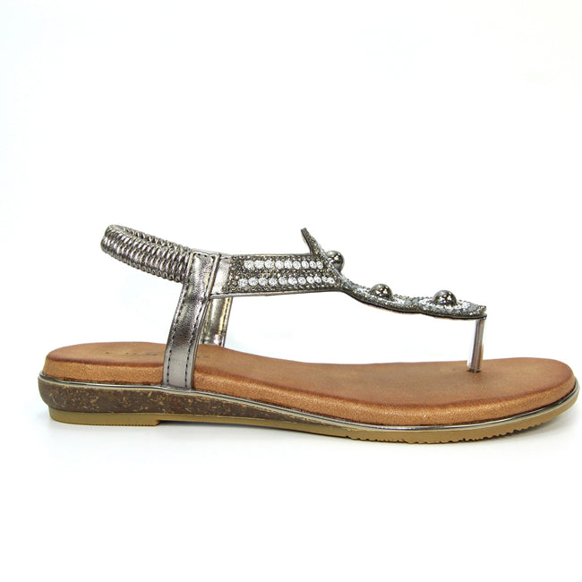 Pewter Grey - Back - Lunar Womens-Ladies Silvia Sandals