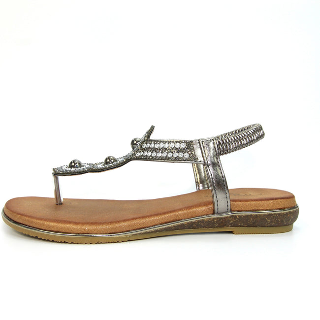 Pewter Grey - Side - Lunar Womens-Ladies Silvia Sandals