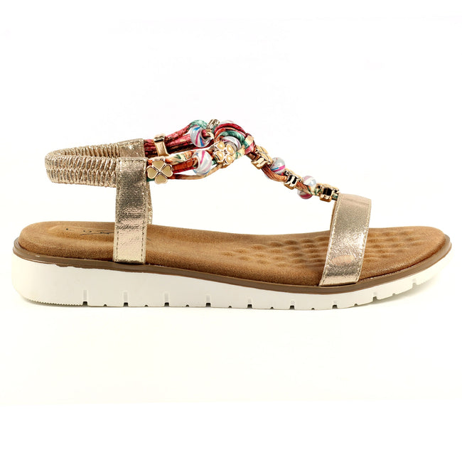 Gold - Side - Lunar Womens-Ladies Tempo Sandals